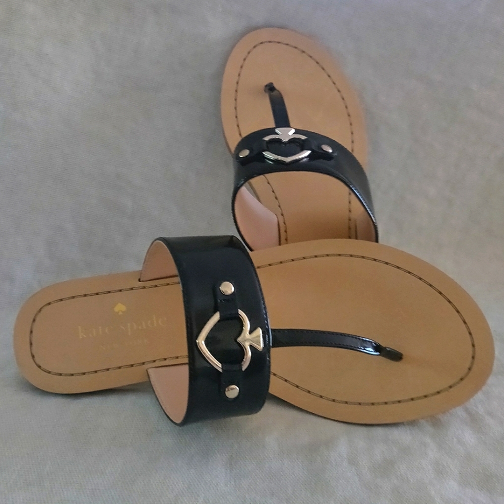 Kate Spade Cassia Thong Flat Black Sandal. Size 8.5 - Picture 7 of 9